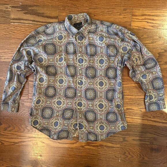Vintage Retro 90s Duckhead Long Sleeve Geometric Pattern Button Up Shirt Size XL - Picture 10 of 10